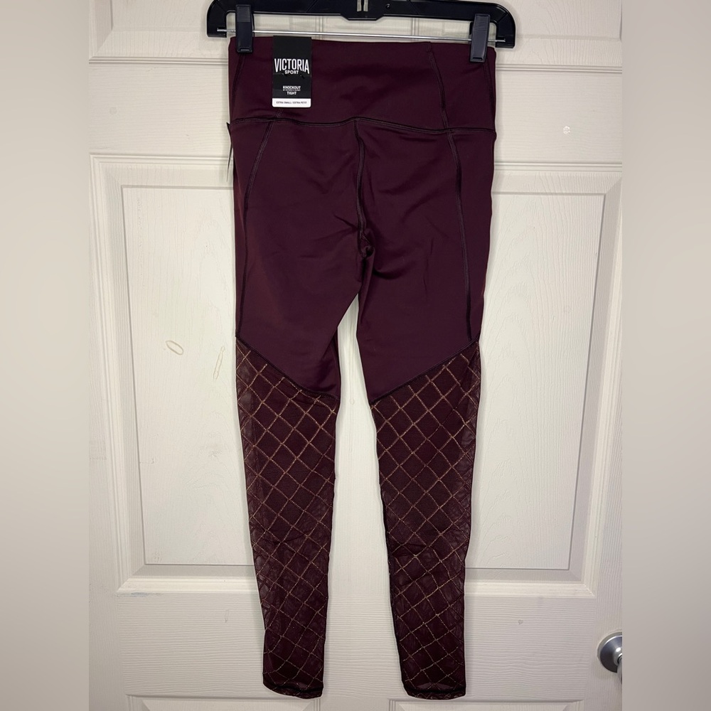 Victoria’s Secret Victoria Sport Maroon & Gold Knockout Tight Leggings NWT - Picture 4 of 11